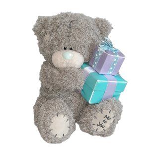 Me To You Gray Teddy Bear With Present Gift Carte Blanche Plush Toy 9"